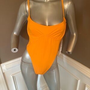 NWT MARSTHELABEL Scoop Orange Swimsuit Sz 14UK/10US